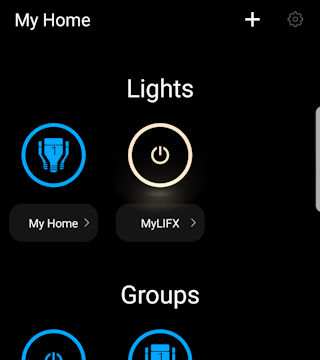 LIFX App Homescreen